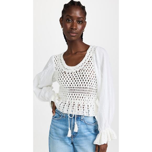 NWOT Free People Megan Crochet Cut Out Back Top - Size Small - Picture 4 of 12